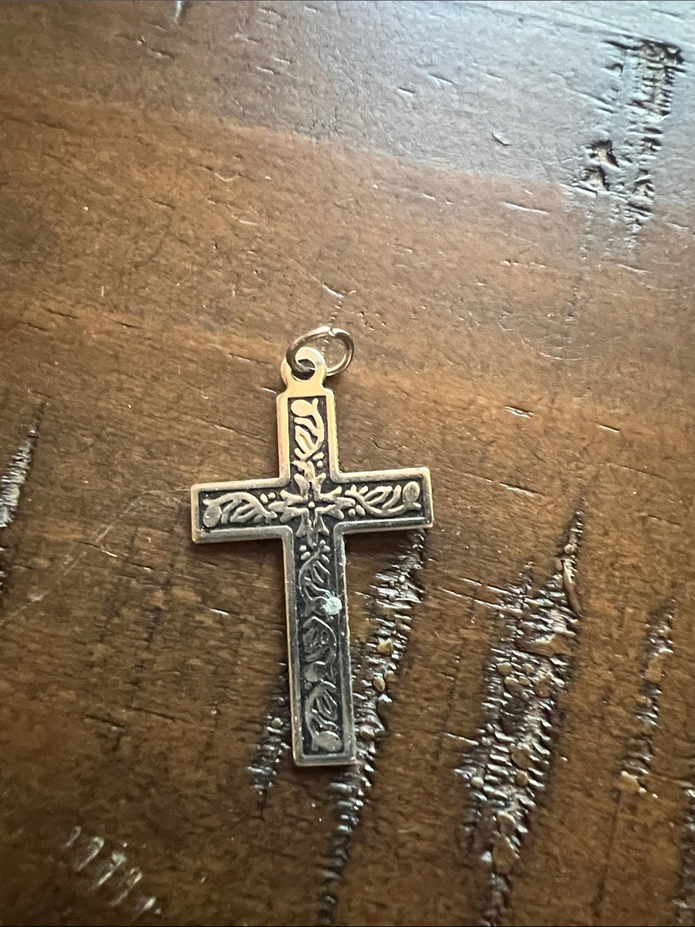 Ornate Silver-Tone Cross Pendant